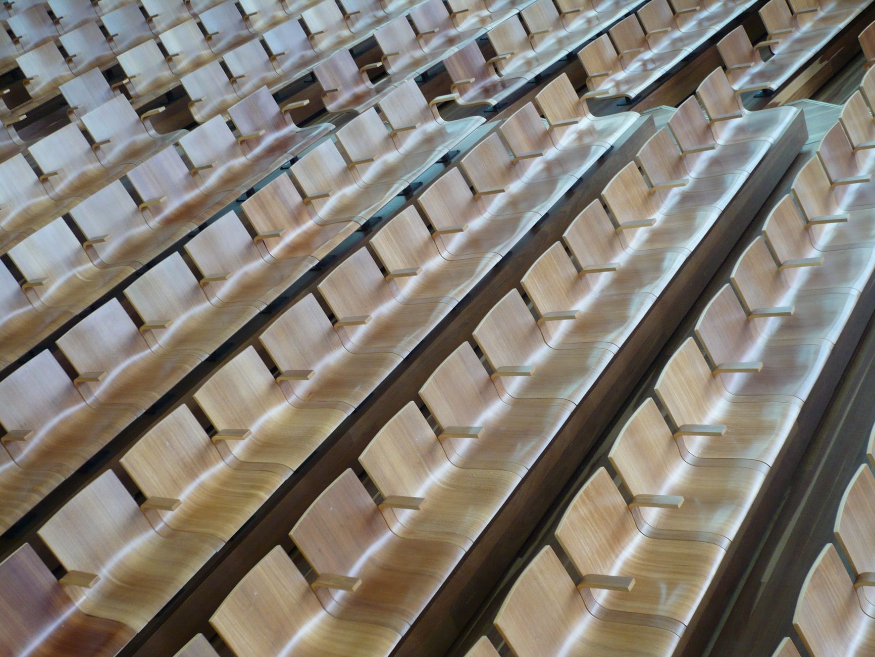 Rows of empty seats in a lecture hall