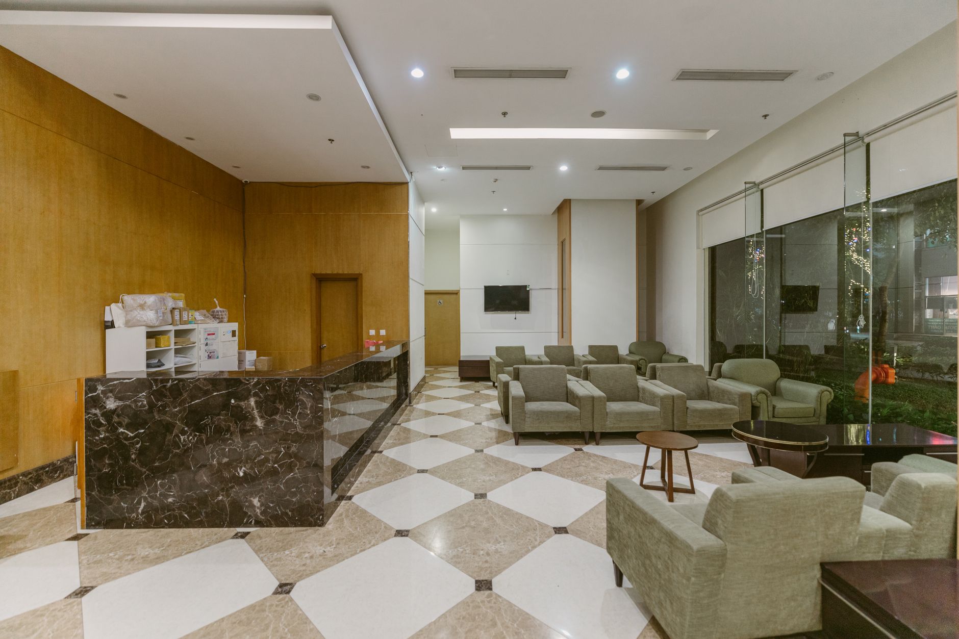 A quiet reception area with daylight